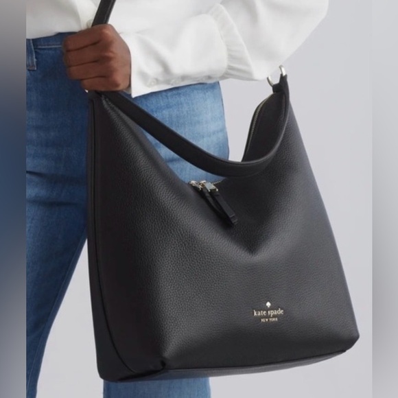 Kate Spade New York Zippy Large Shoulder Bag Black Pebbled Leather NWT - Picture 10 of 12